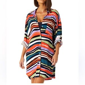 Anne Cole Women's Striped Swim Coverup - Multicolor